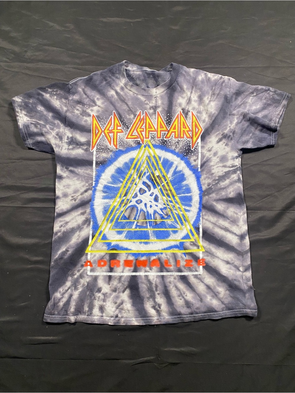 Def Leppard Adrenalize Tie-Dye Graphic Tee - Blue/Yellow/Red